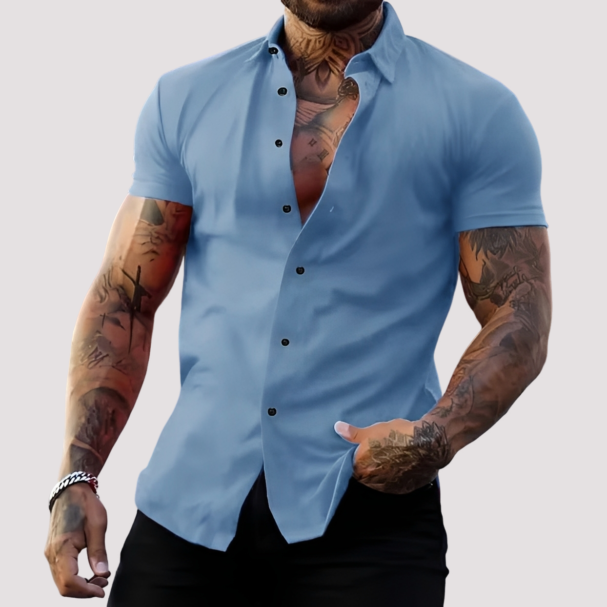 Oscar - Chemise à manches courtes en coupe slim pour hommes