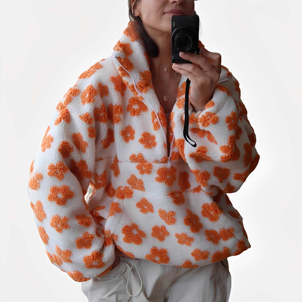 Elizabeth - Pull Sherpa élégant à motif floral pour femmes