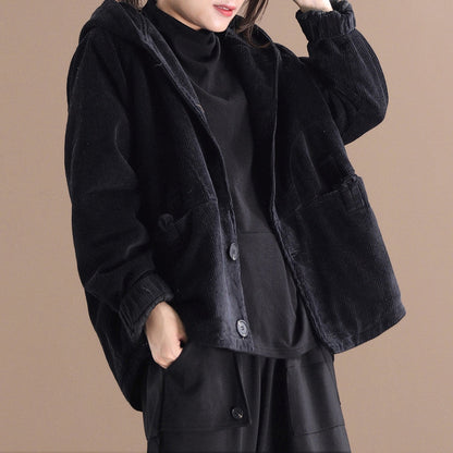 Rachel - Petite veste en velours côtelé avec capuche pour femmes