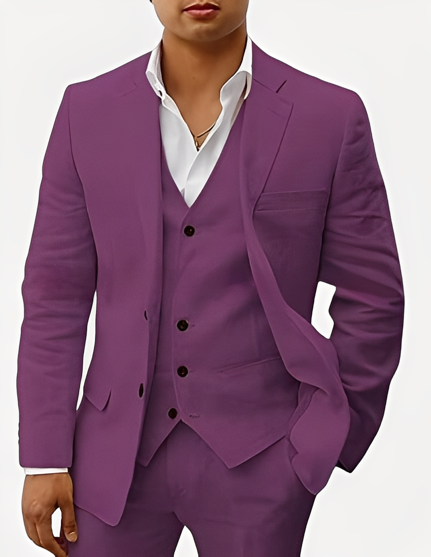 Beckham - Costume élégant en lin pour hommes, trois pièces