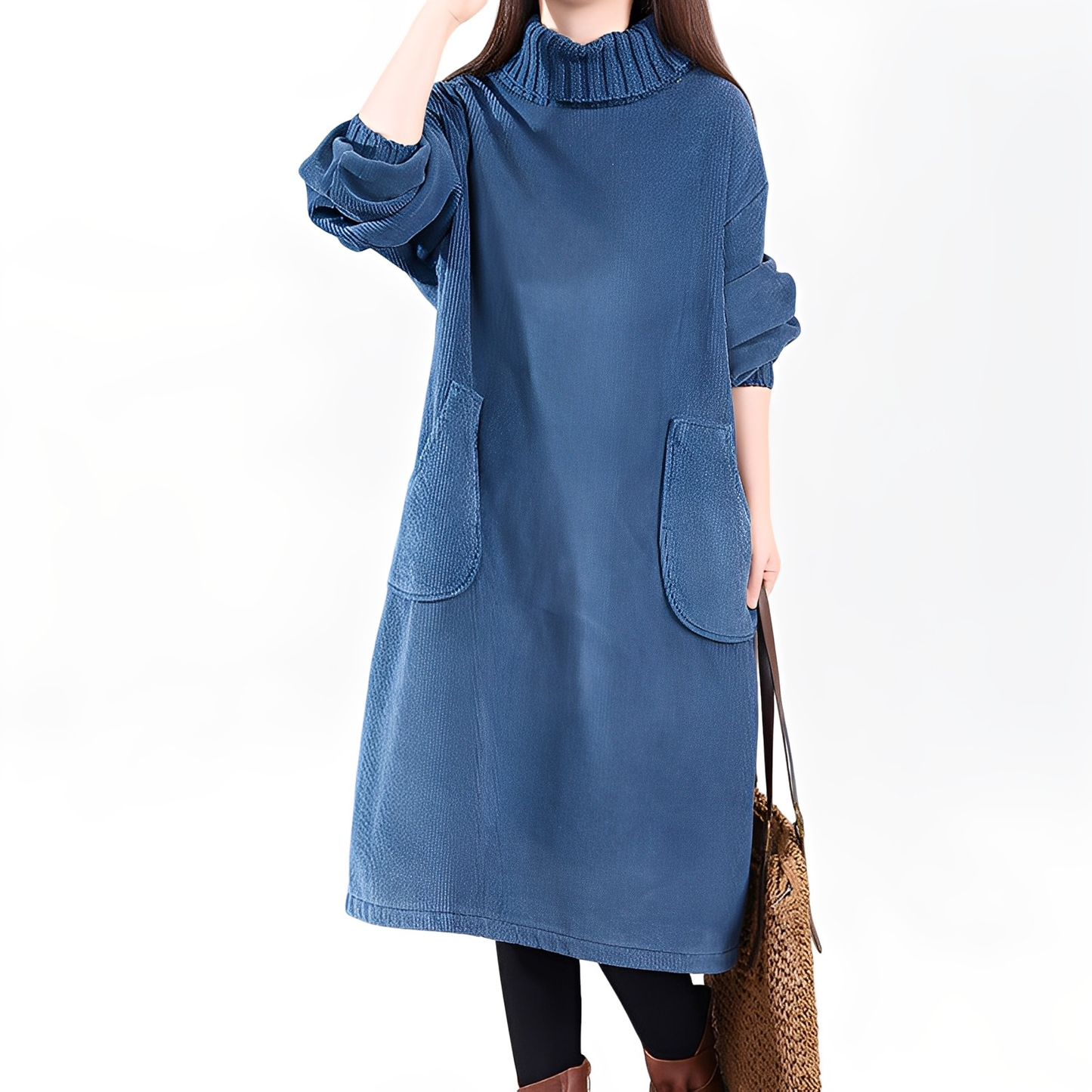 Elouise - Robe ample en velours à côtes avec poches pour femmes