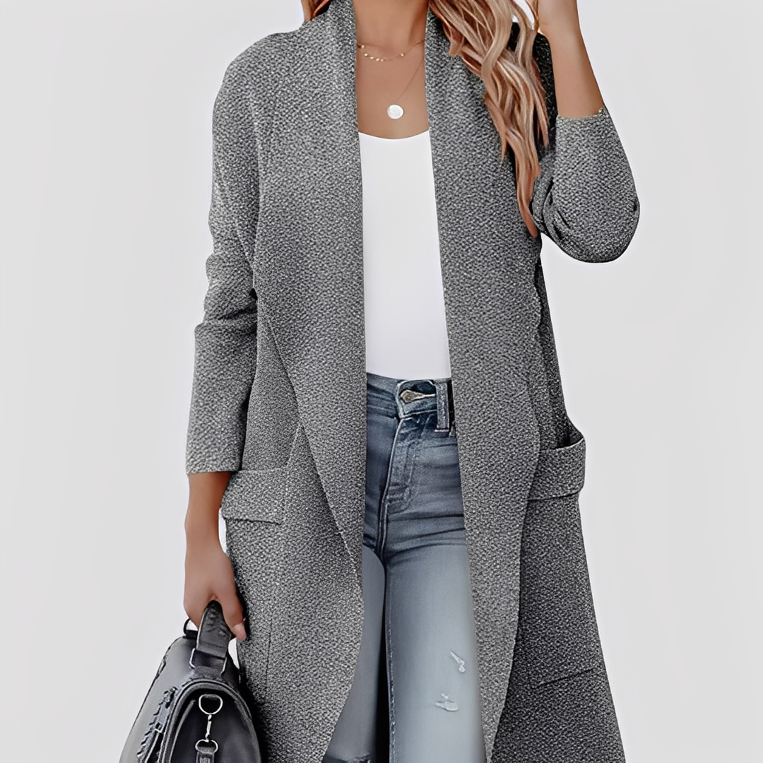 Chantal - Long cardigan en tweed décontracté pour femmes
