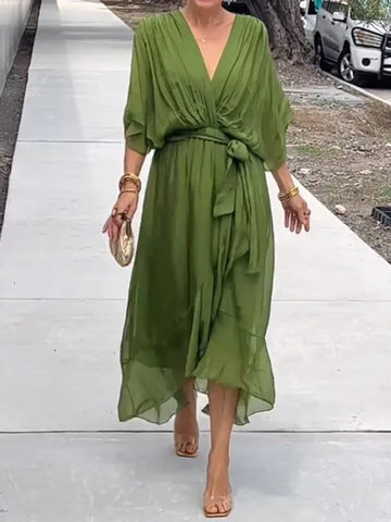 Loisa - Robe élégante en chiffon avec décolleté en V