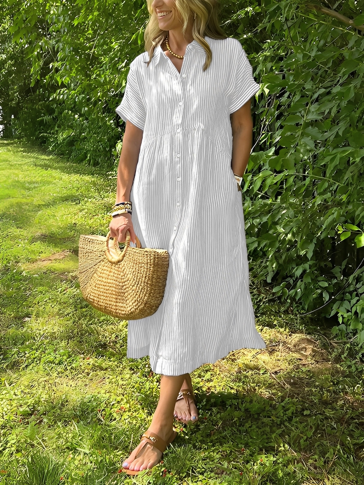Alana - Robe-chemise rayée décontractée pour femmes