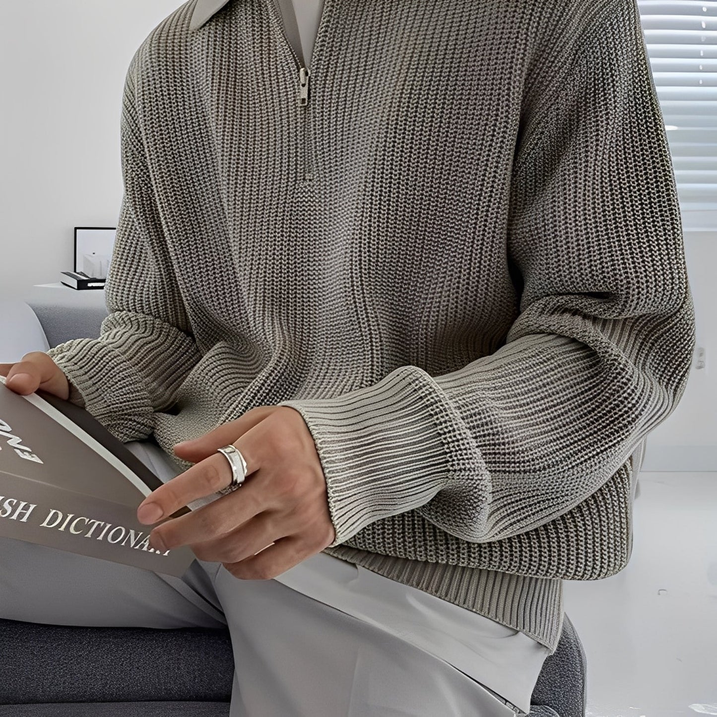 Jeffrey - Elegant sweater, casual knit for men