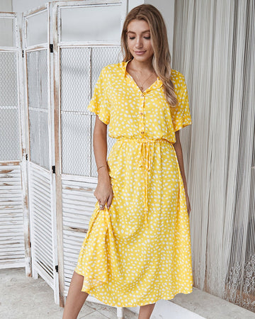 Molly - Robe courte chic à manches courtes avec col pour femmes