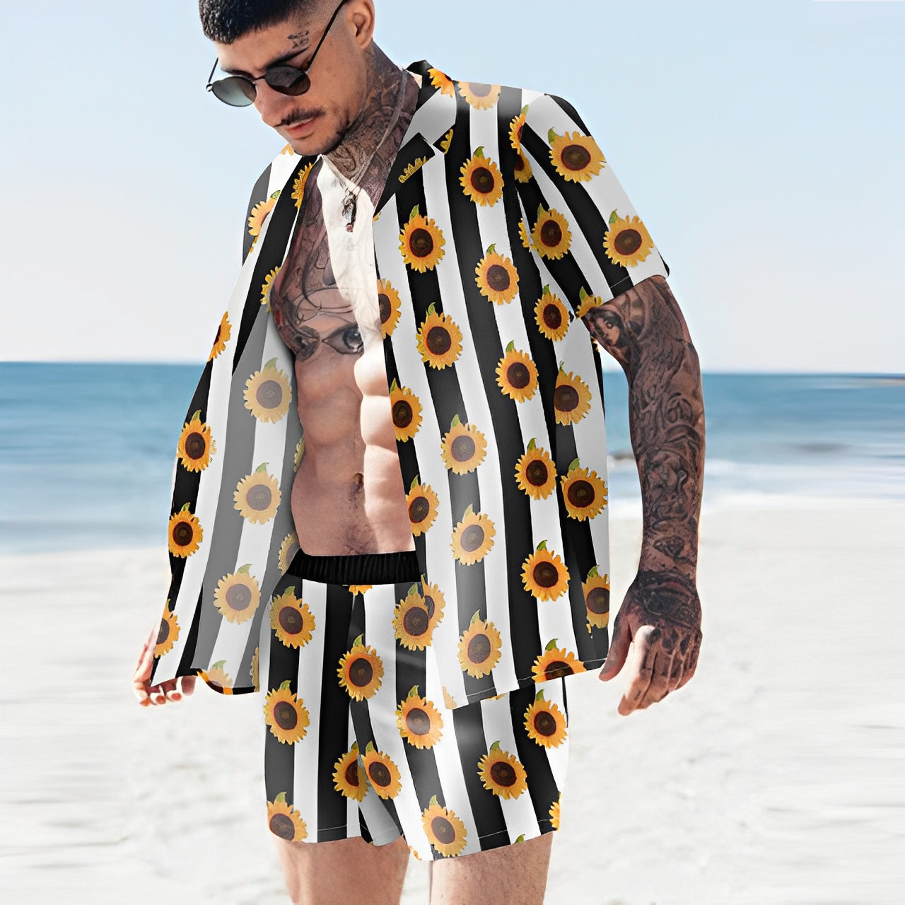 Kenith - Ensemble deux pièces floral pour homme pour l'été