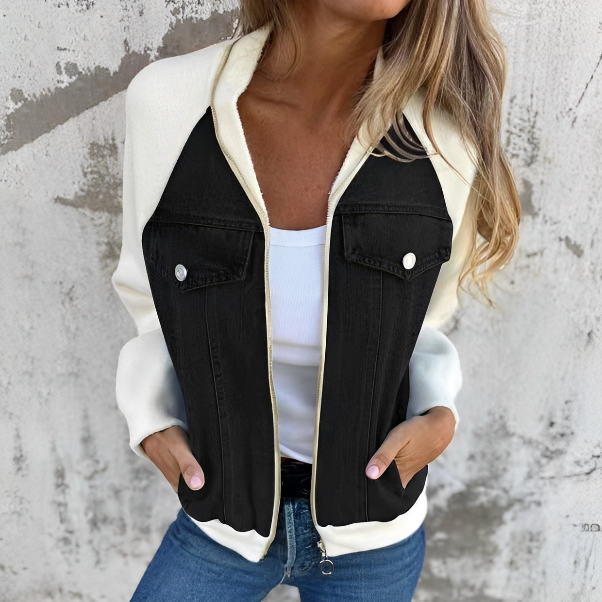 Libby - Denim jacket for women, casual style with raglan sleeves