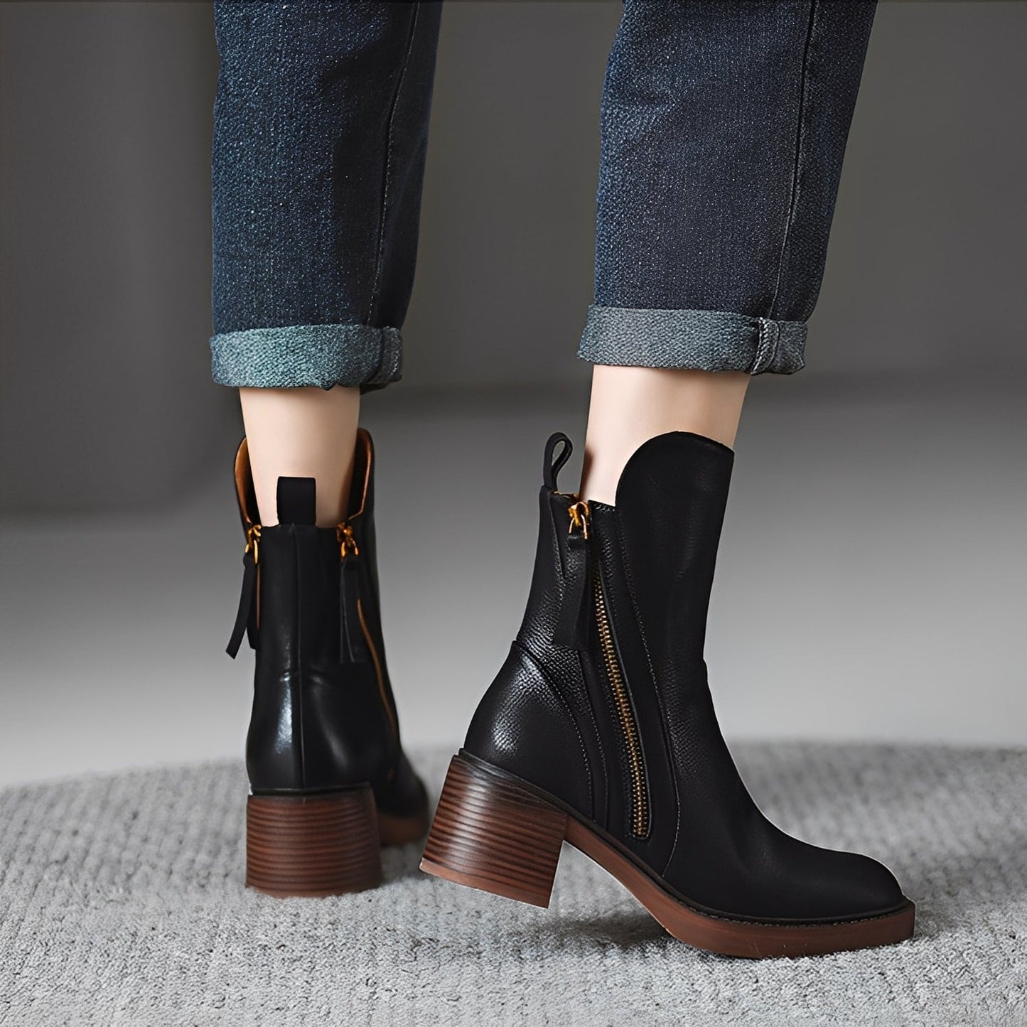 Pamella - Bottes en cuir classiques pour femme à la cheville