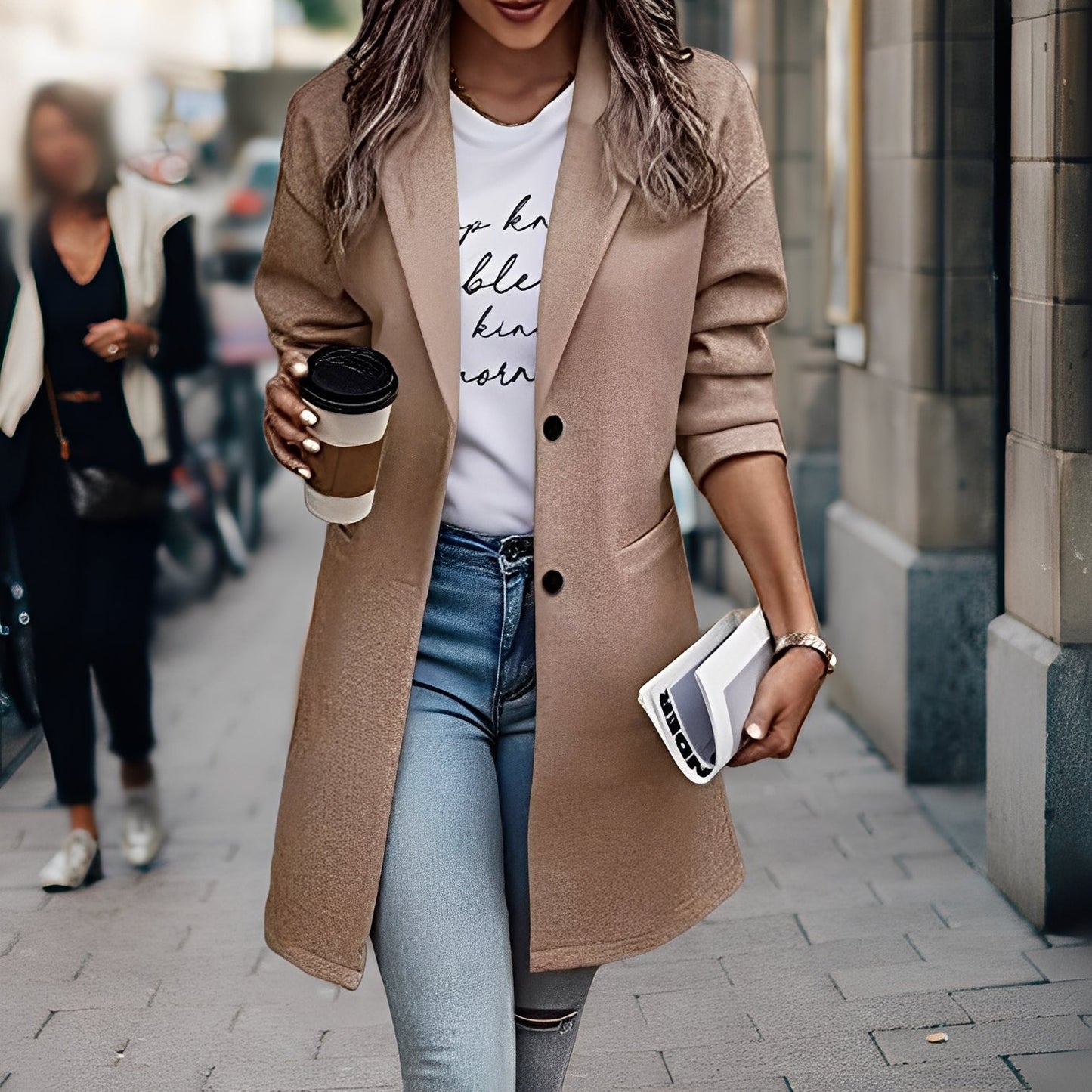 Samantha - Manteau épais en laine moderne pour femmes