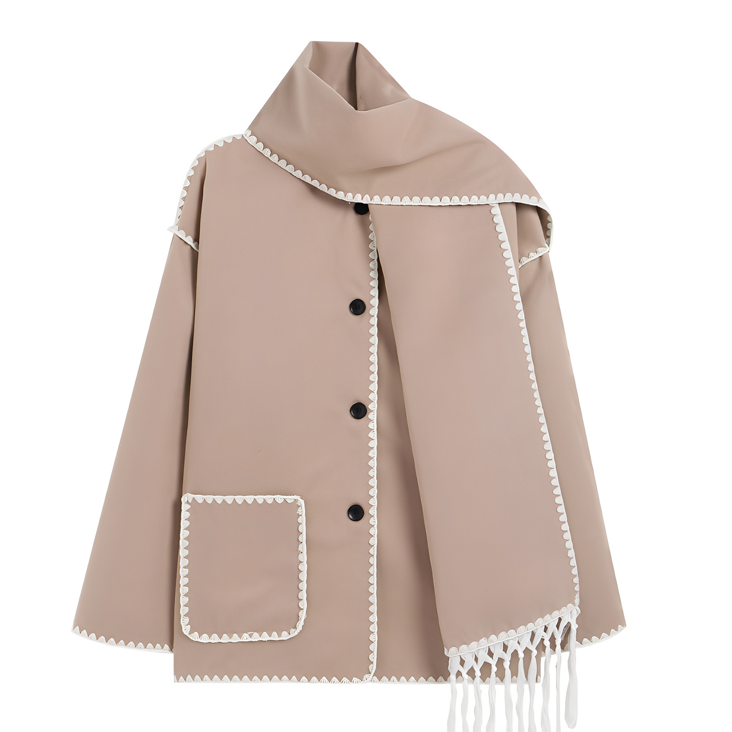 Amilia - Veste élégante et ample en laine avec écharpe pour femmes