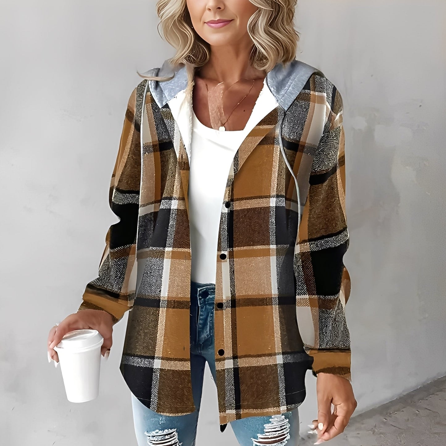 Martina - Manteau en laine décontracté avec capuche pour femmes