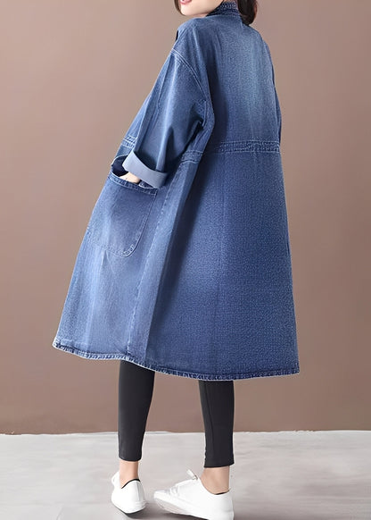 Jacinda - Grande veste en jean avec col haut pour femmes