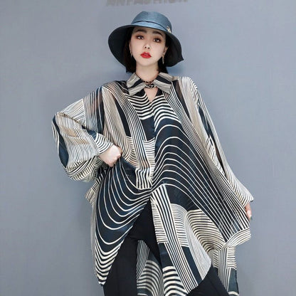 Hazel - Joli haut en chiffon avec coupe asymétrique pour femmes