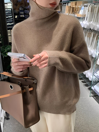 Gloria - Chic knitted sweater with a turtleneck in wool for women