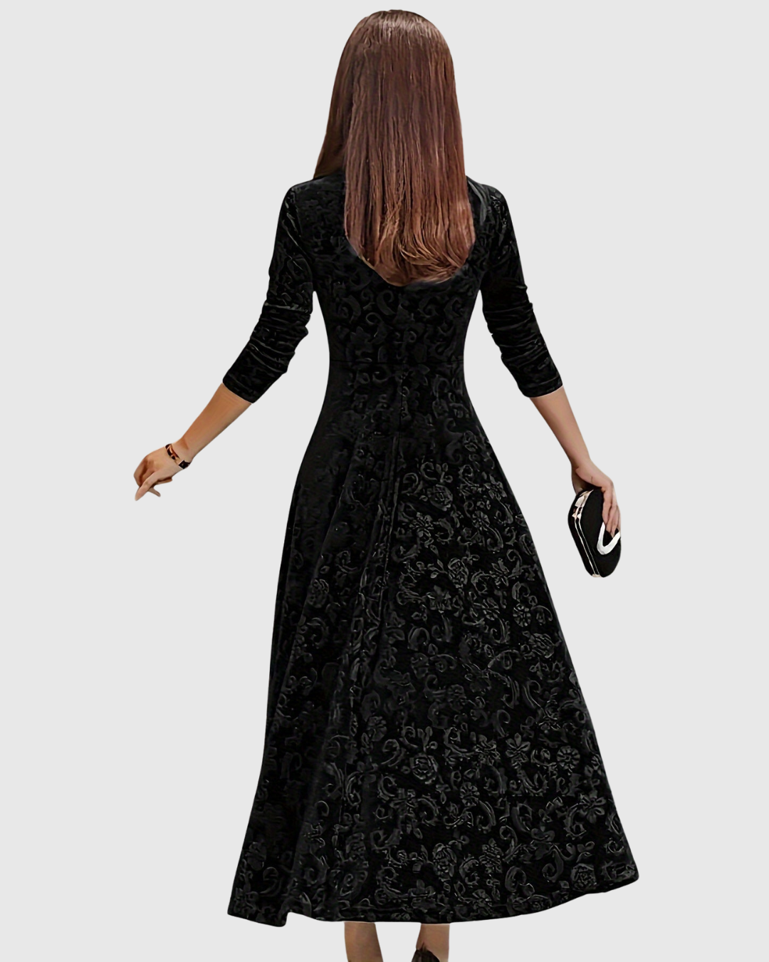 Amandine – Robe Midi Évasée Florale Élégante