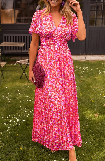 Rachel - Robe longue élégante à col en V pour femmes