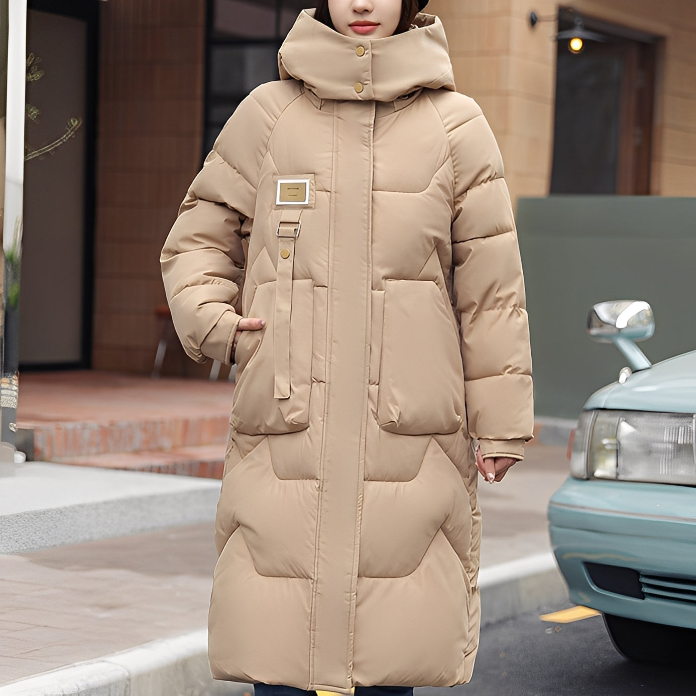 Rexanne - Élégante longue veste à capuche pour femme