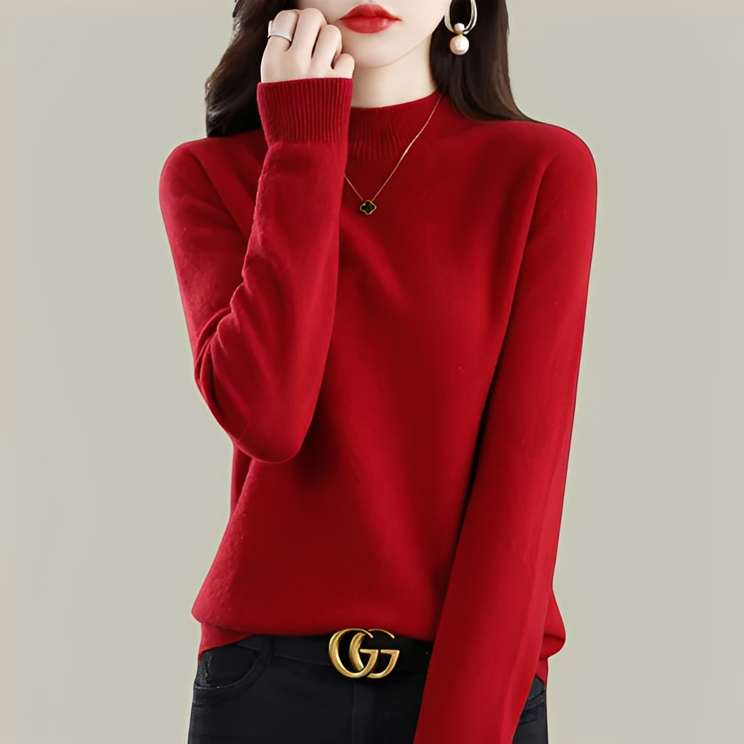 Martine - Wool sweaters with a fitted cut and high collar for women