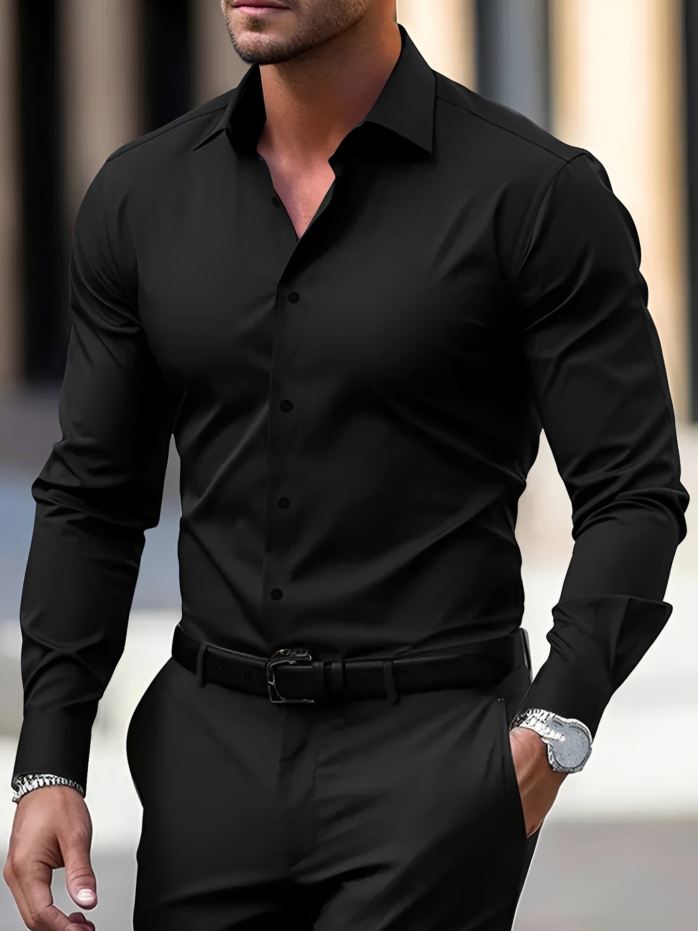 Jeremy – Chemise à manches longues pour hommes – pour loisirs et occasions formelles