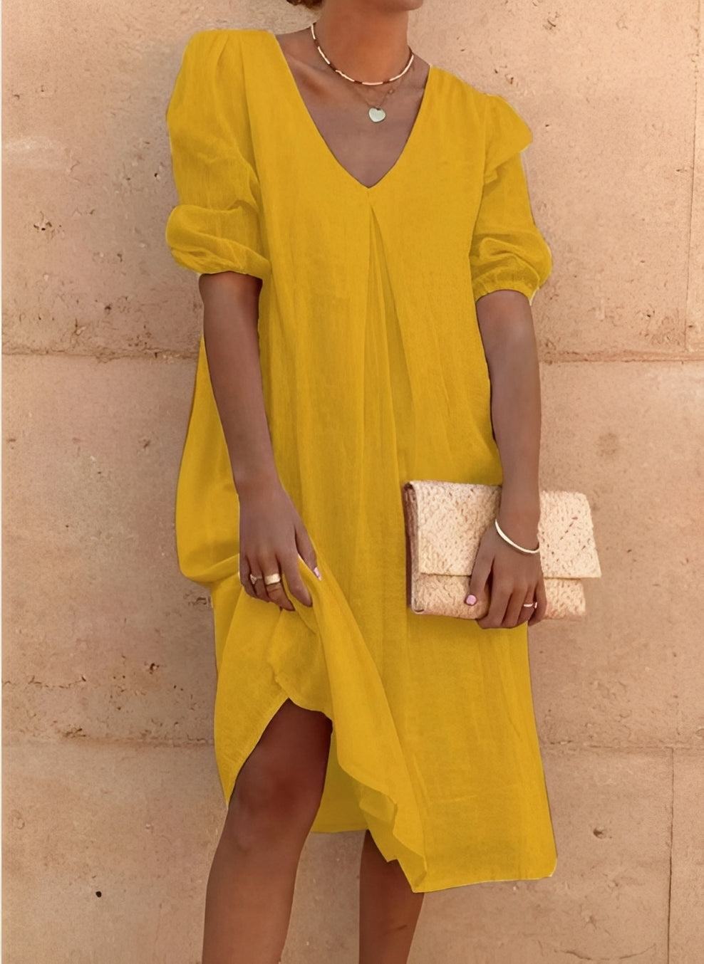 Nancy - Robe midi décontractée et ample pour femmes