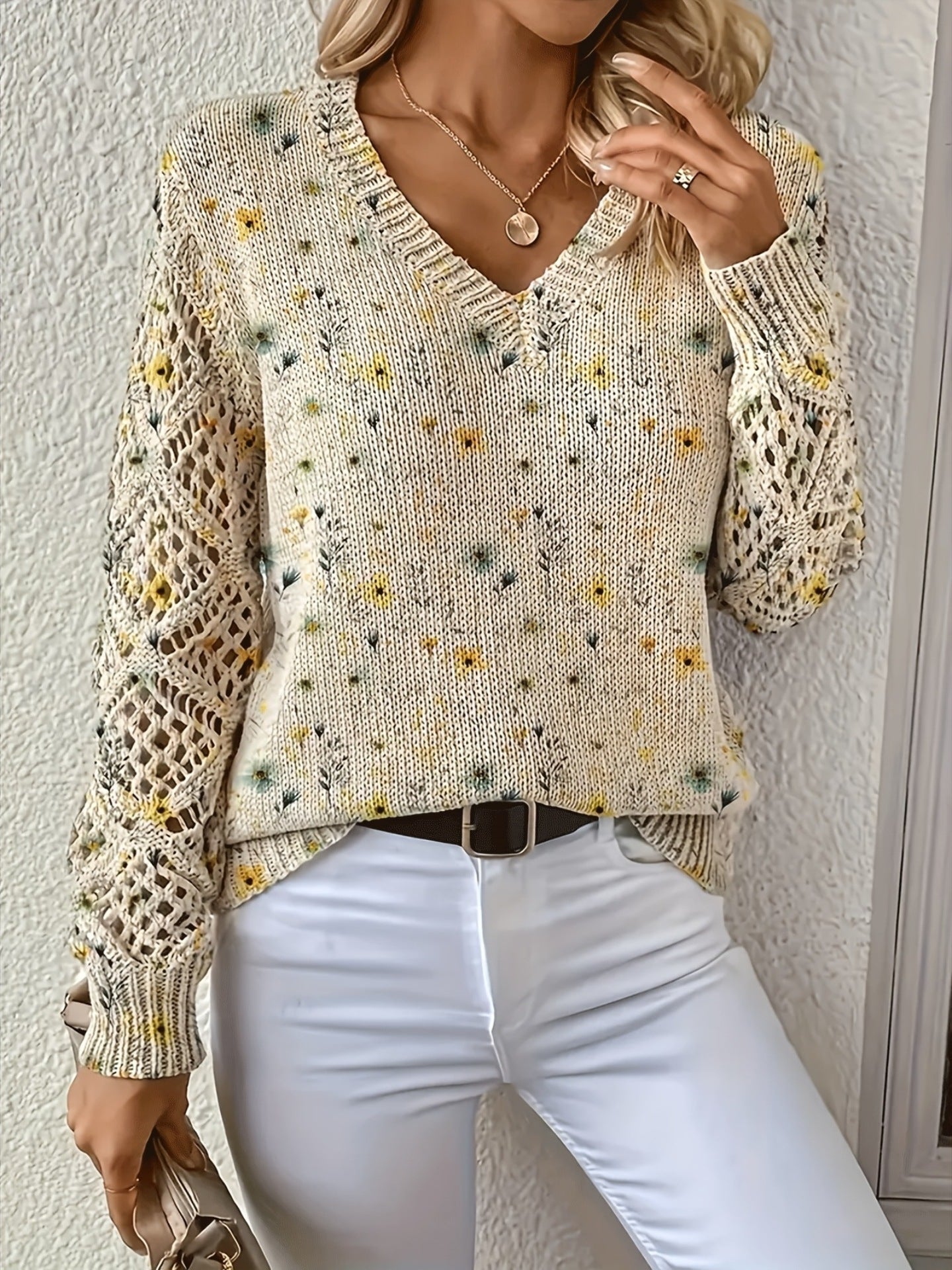Ashtyn - Pull élégant avec motif floral pour femmes