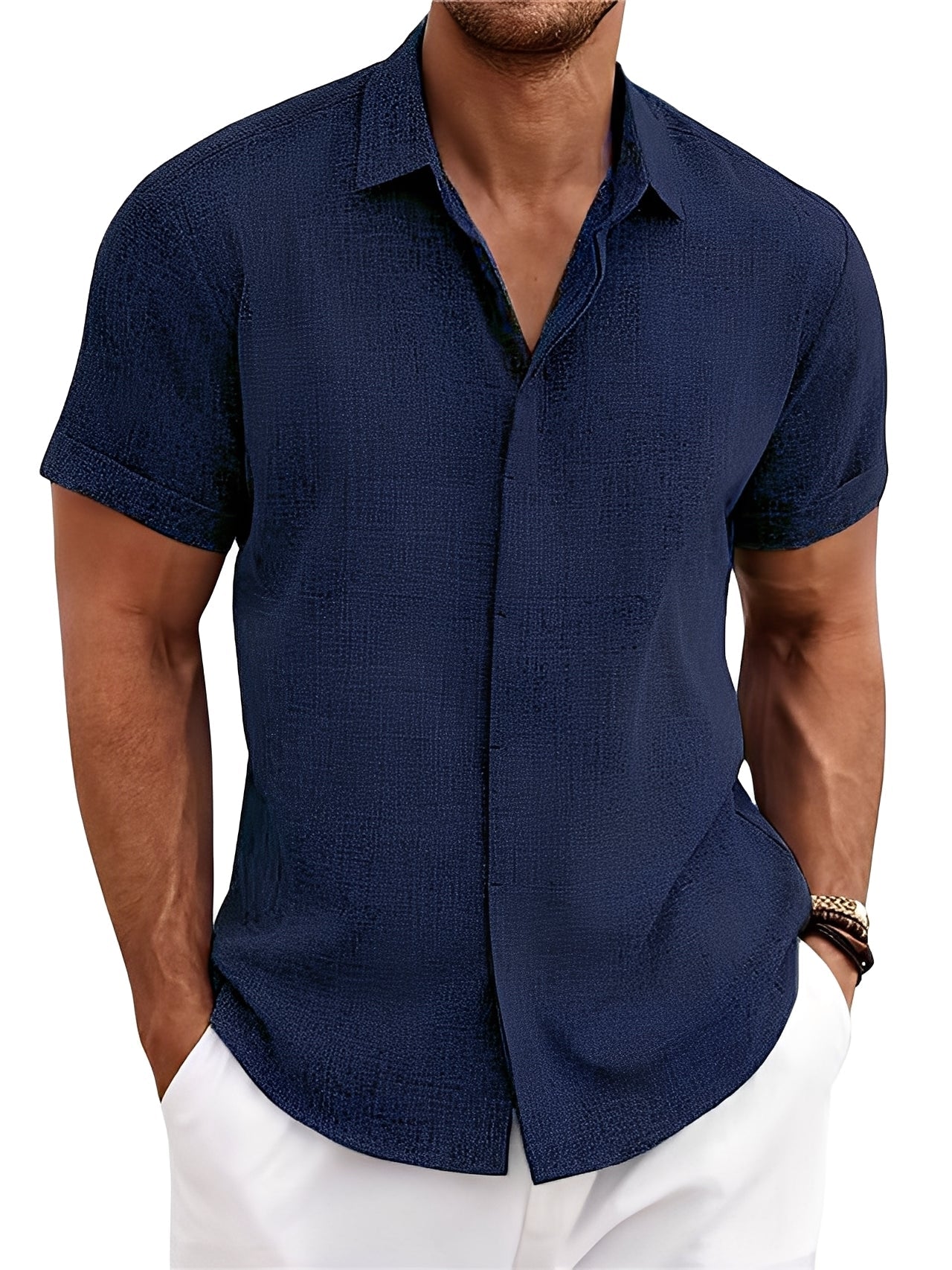 Caelum - Chemise à manches courtes simple et relax pour hommes