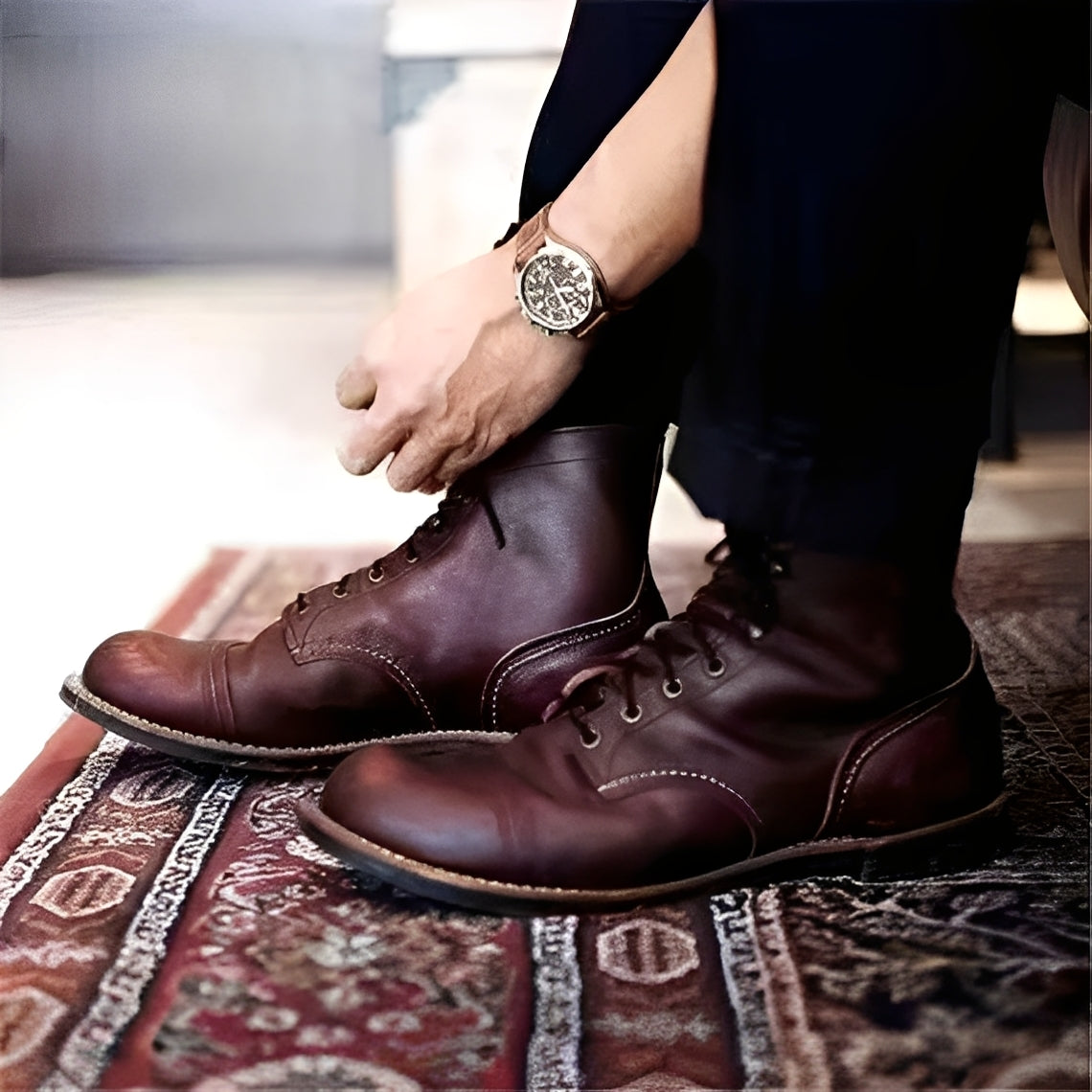 Jaydon - Chaussures en cuir à bout rond pour messieurs