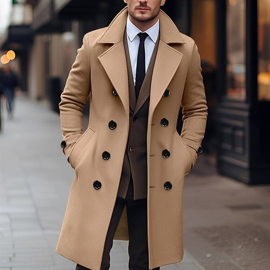 James - Elegant double-breasted wool coat for men