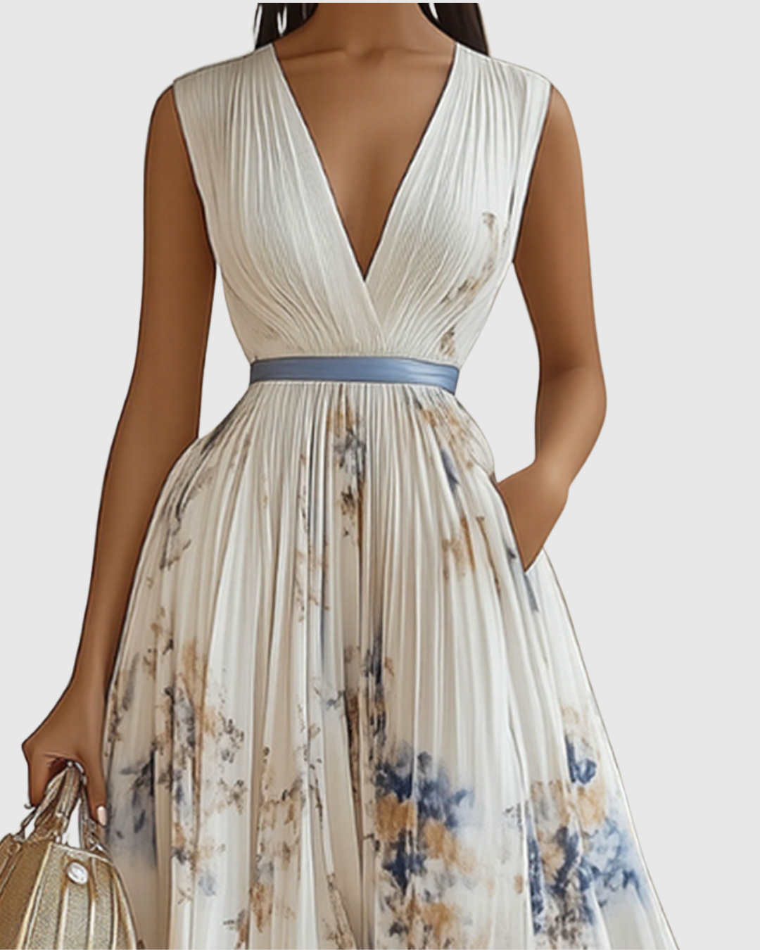 Adeline – Robe Maxi Fluide à Plis Élégants