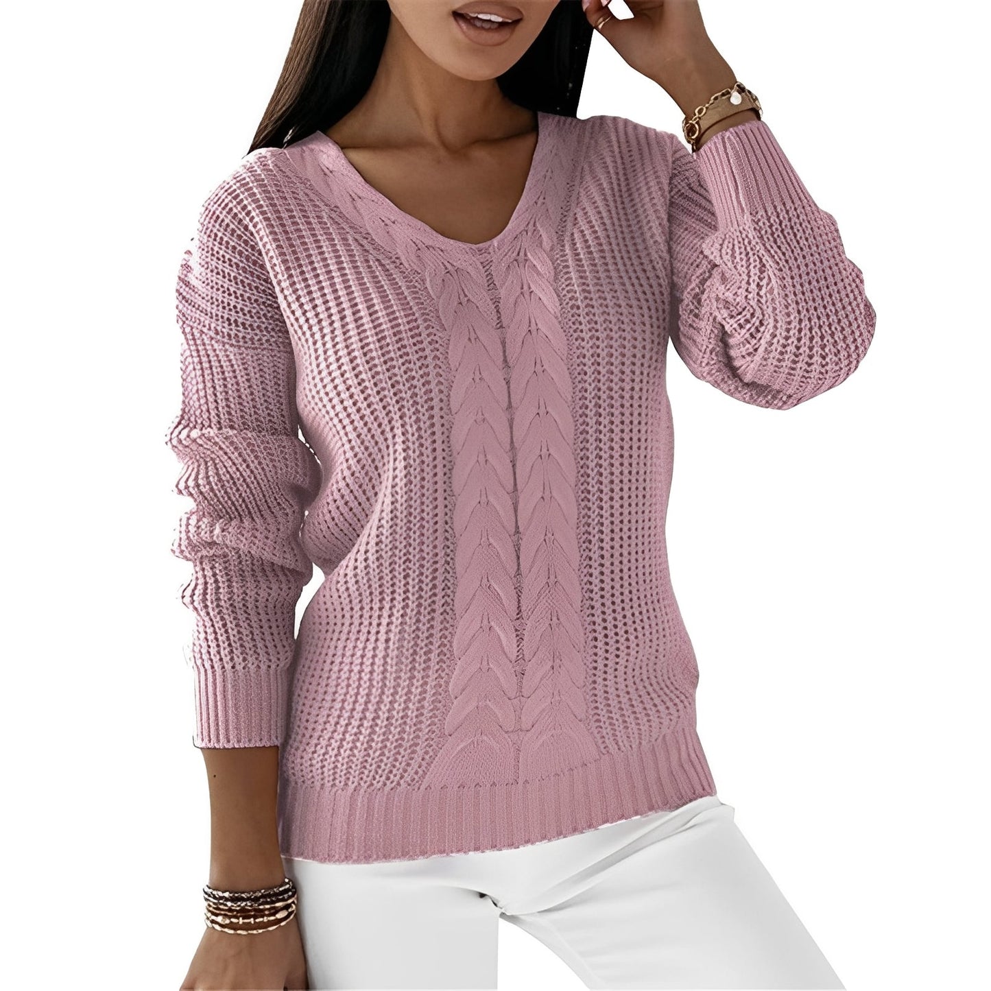 Georgia - Elegant women's sweater with V-neck