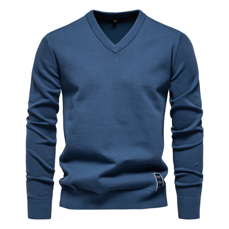 Josh - Elegant men's sweater with V-neck collar