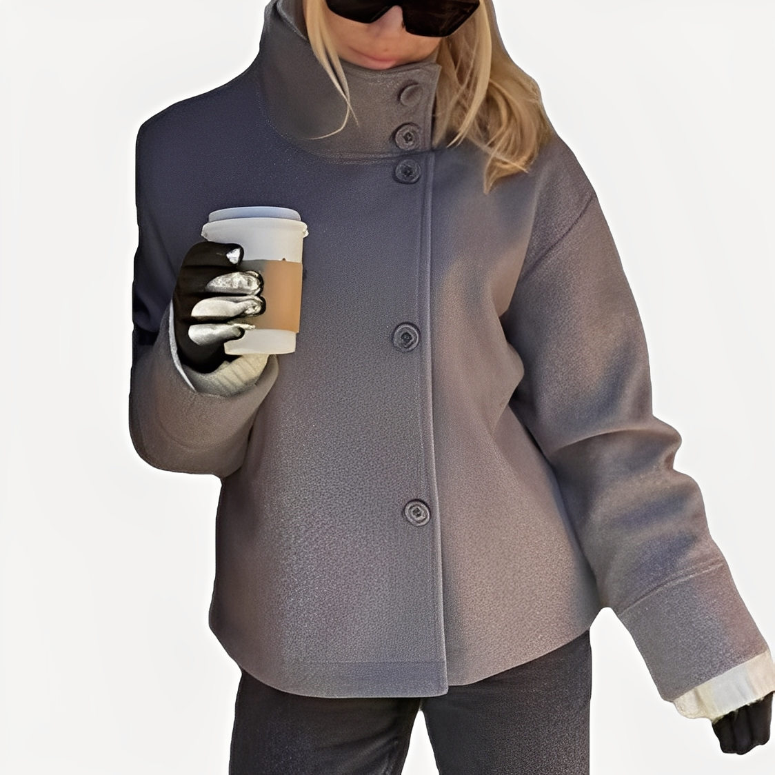 Carolyn - Élégant manteau en laine avec boutonnage simple pour femmes