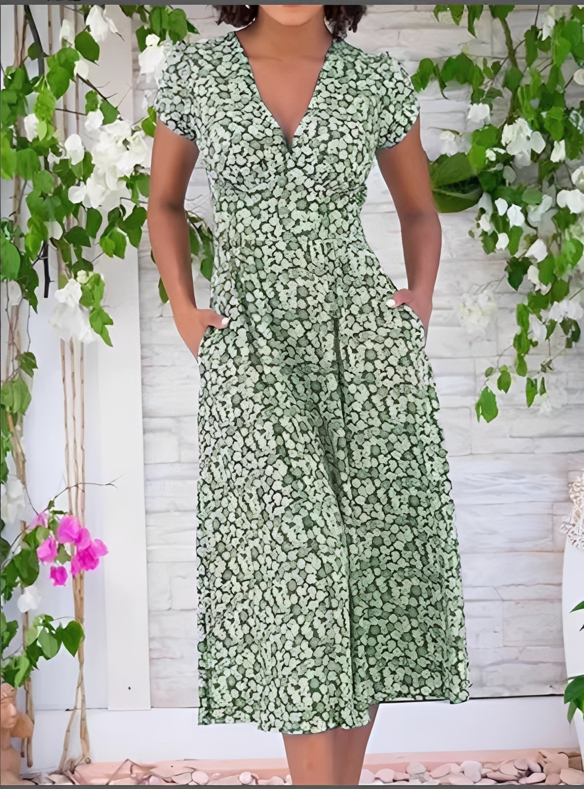 Monica - Robe décontractée avec col en V pour femmes