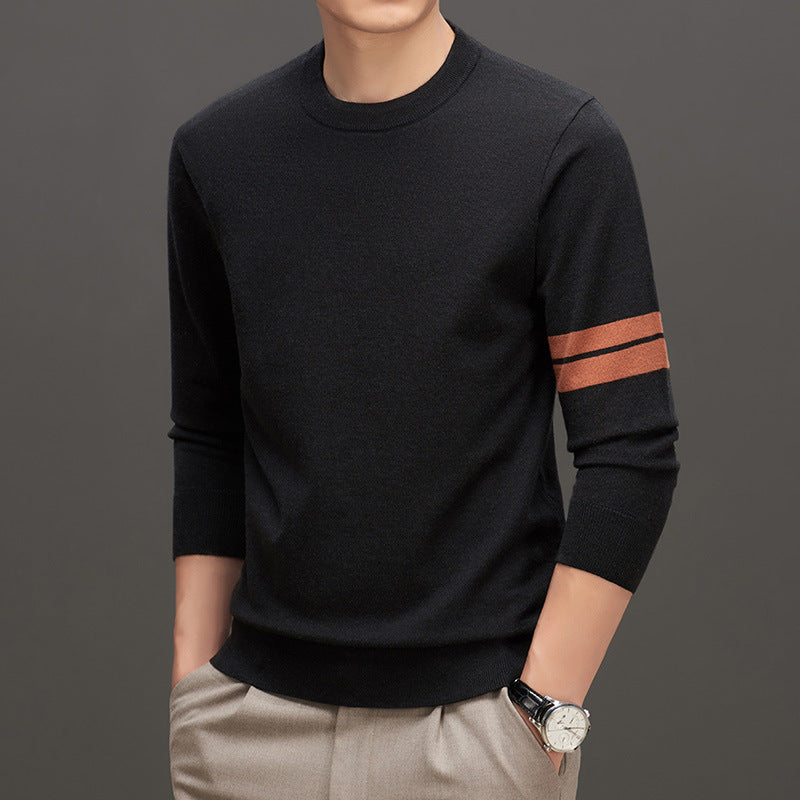 Callum - Striped men's sweater with elegant round neck