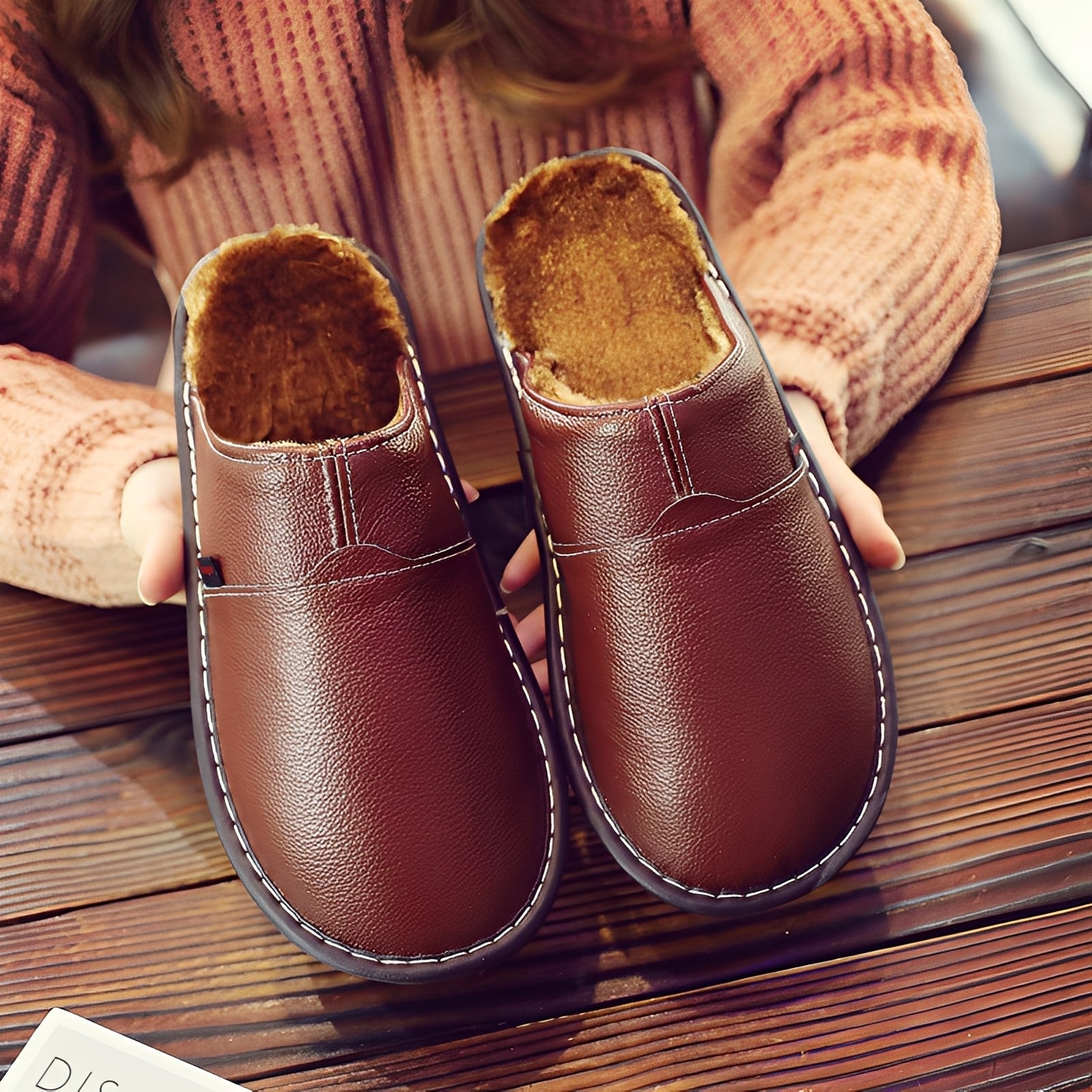 Jasper - Chaussons pour hommes en fourrure, style décontracté