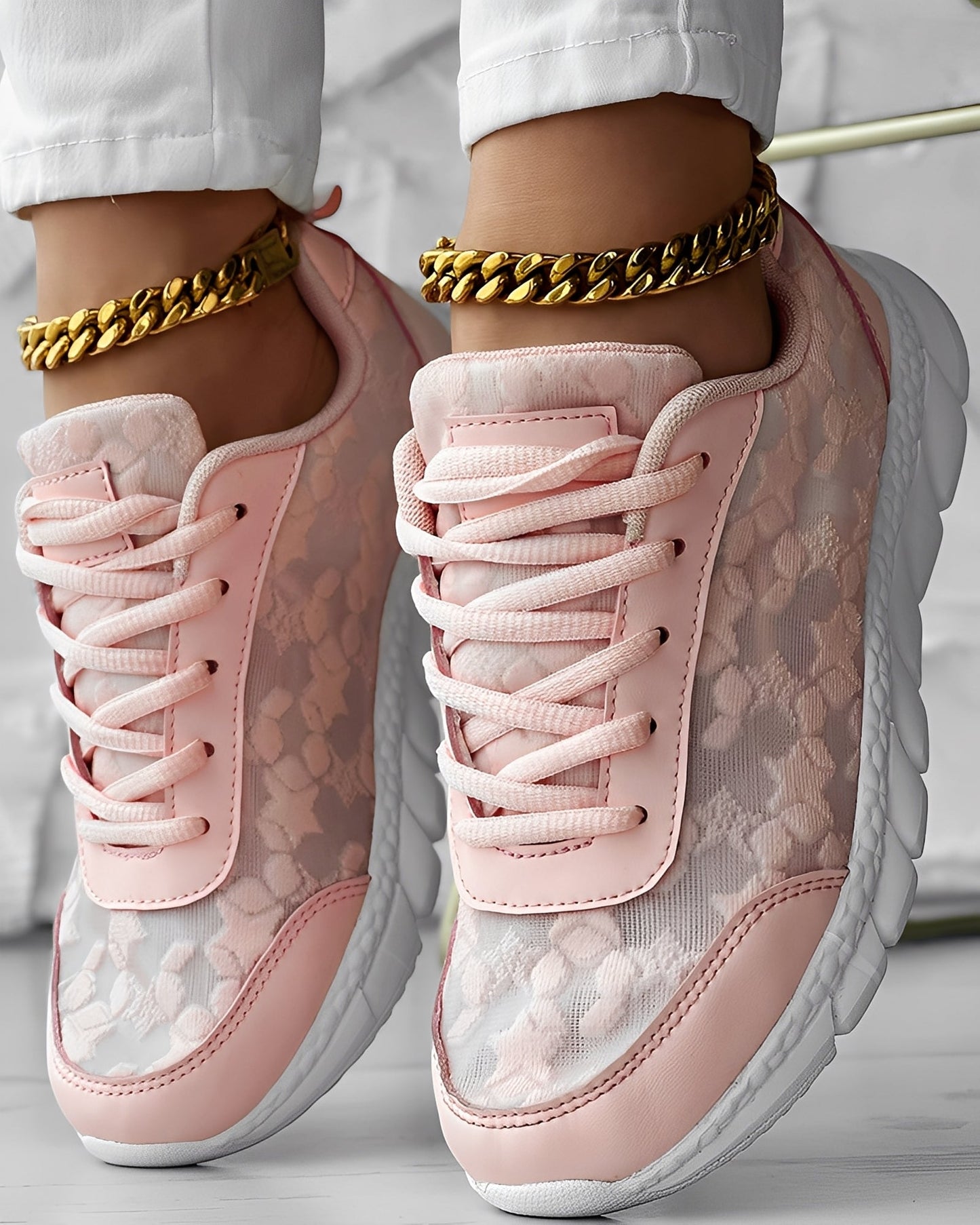 Elisabeth - Baskets décontractées et respirantes avec motif floral pour femmes