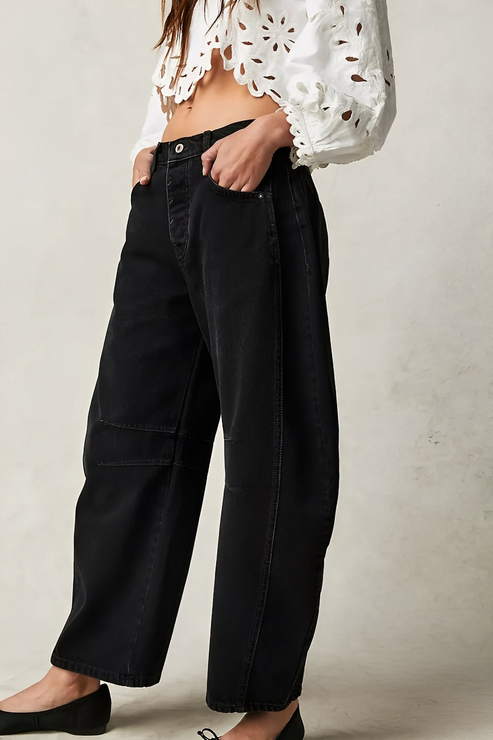 Adrienne - Pantalons larges coupe classique Barrel pour femmes