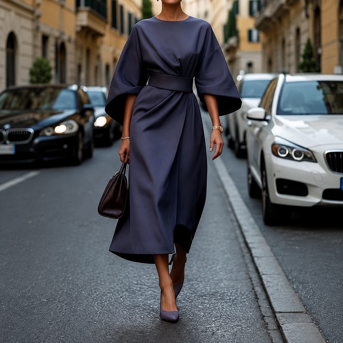 Clare - Maxi Robe avec Cordon de Taille