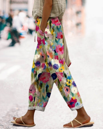 Selma – Pantalon large à motifs floraux stylisés