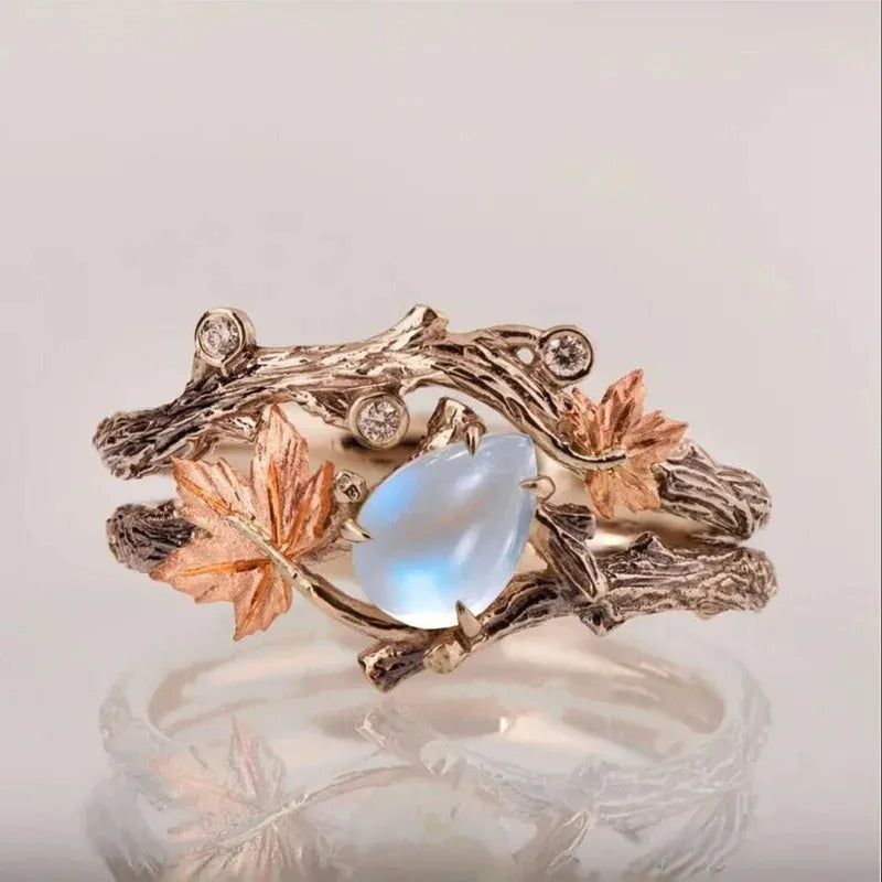 Ysia – Bague de pierre de lune en style naturel