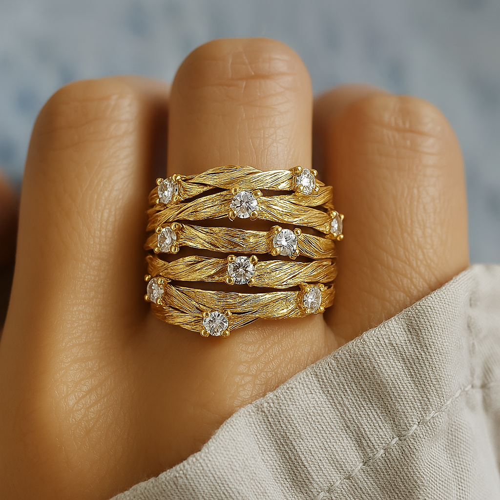 Marisse – Bague dorée de style vintage avec éclat subtil