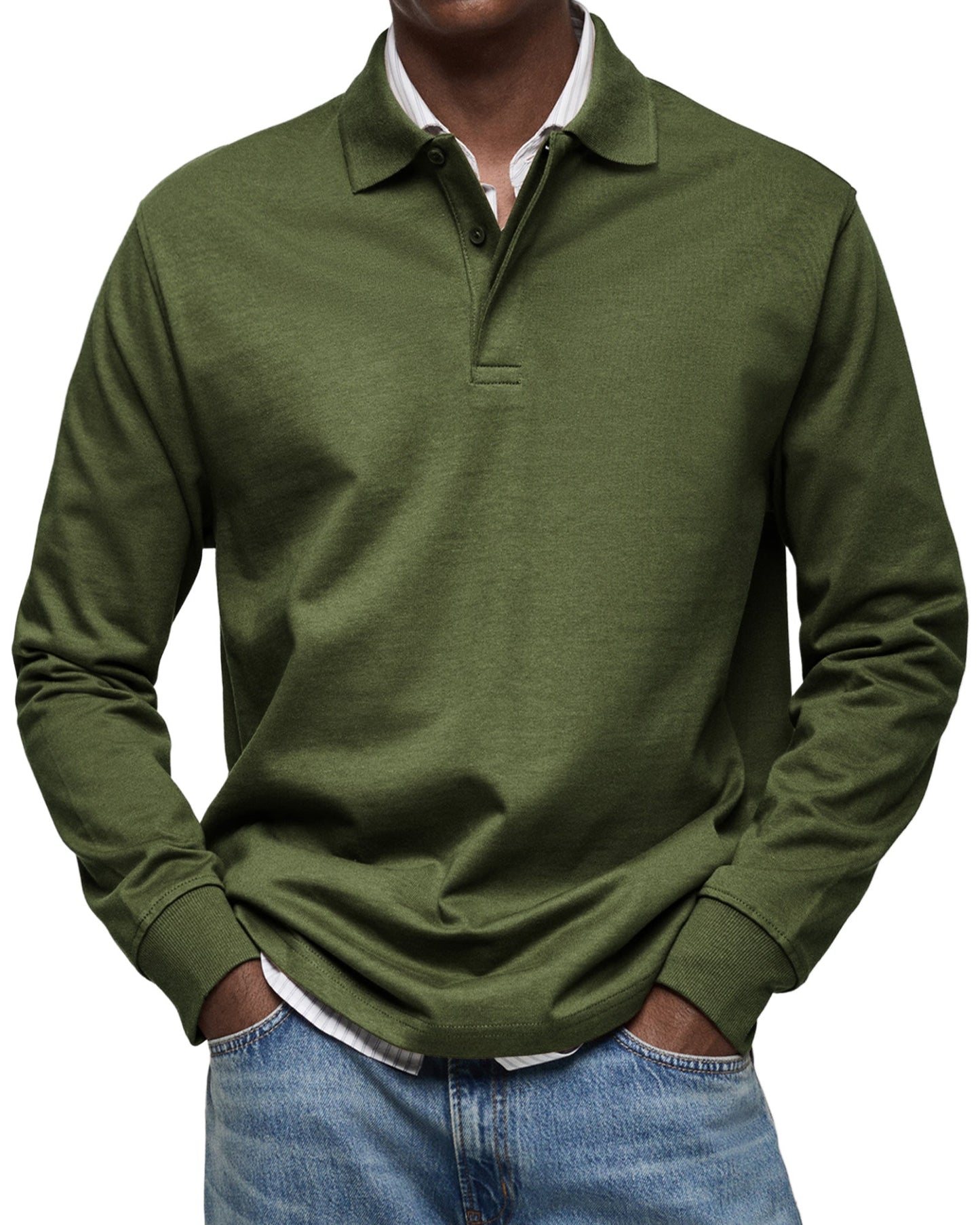 Dewey - Polo simple à manches longues pour hommes