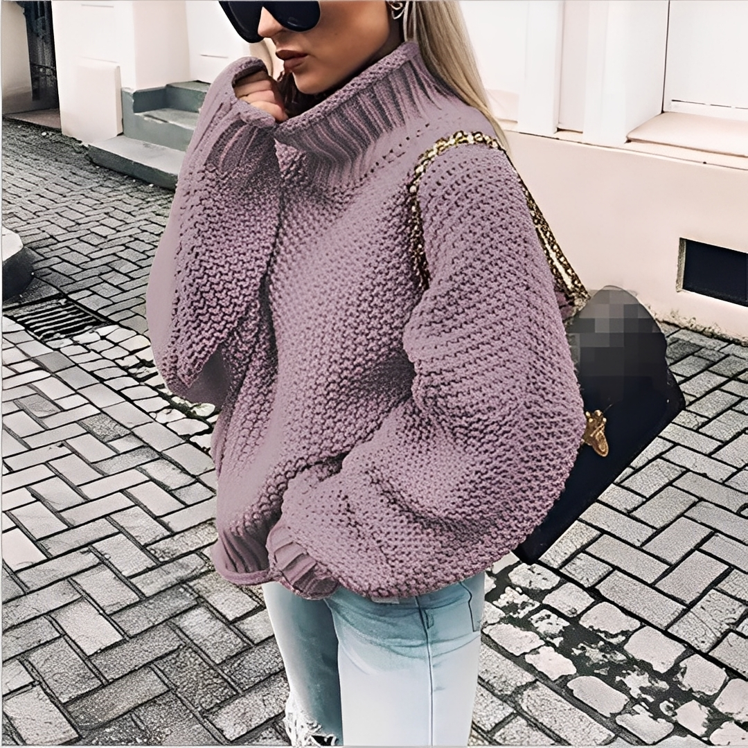 Maëlie - Pull en maille épaisse à col roulé pour femme