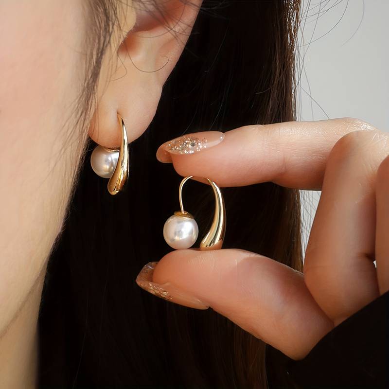 Boucle d'oreille goutte d'eau de perles - Boucle d'oreille goutte d'eau avec fermeture de perles