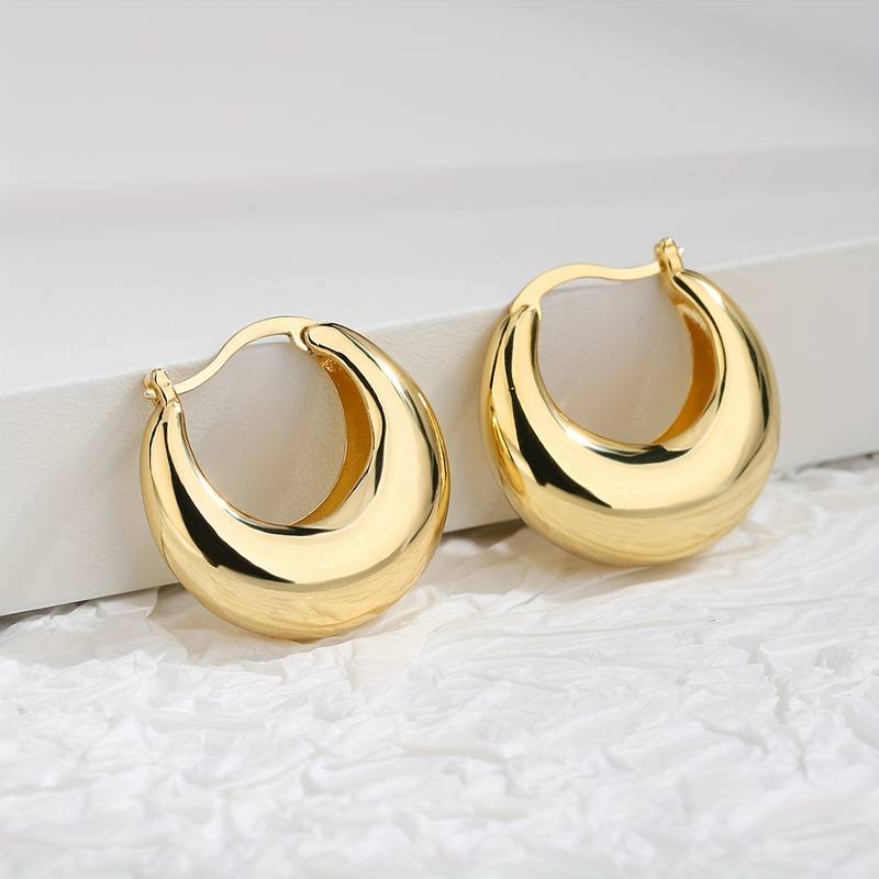Boucles d'oreilles épaisses en or 18 carats - Boucles d'oreilles ouvertes épaisses