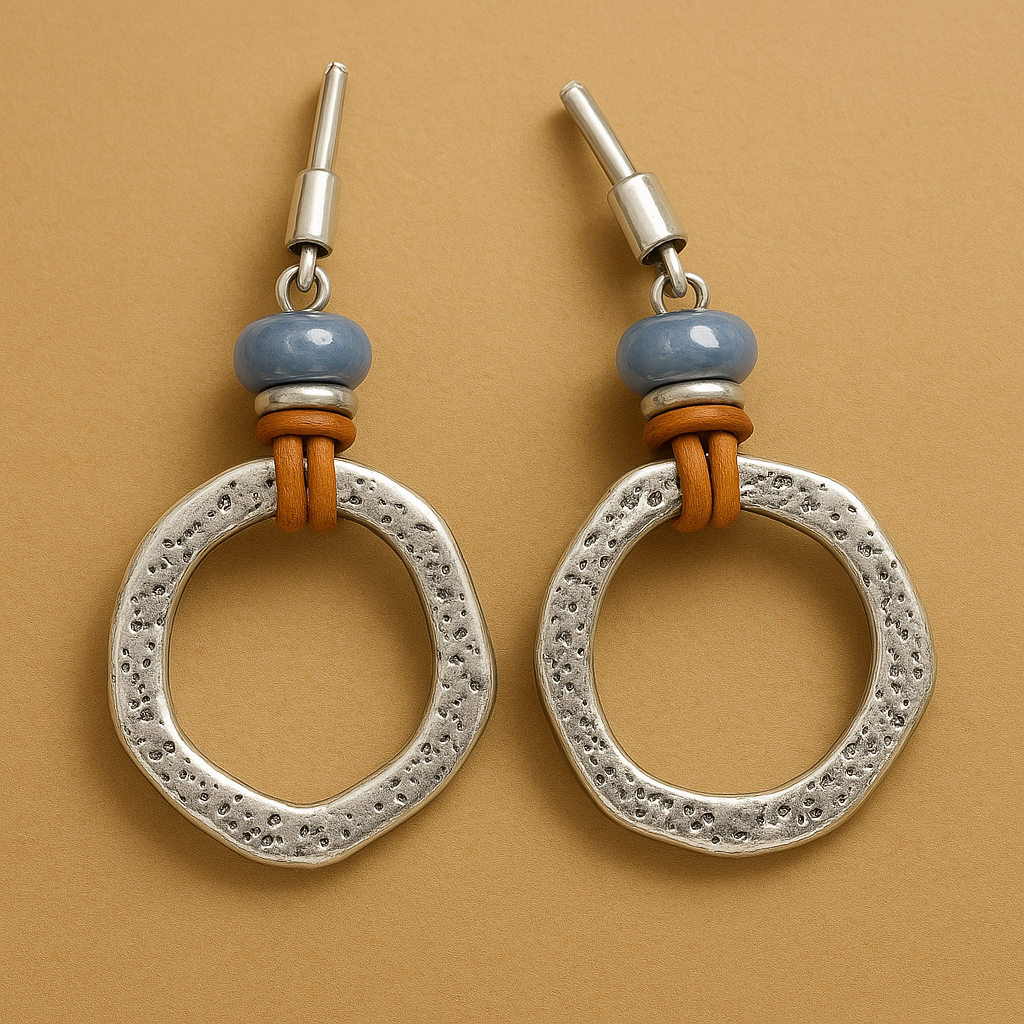 Mira – Boucles d'oreilles en cercle argentées de style boho-vintage