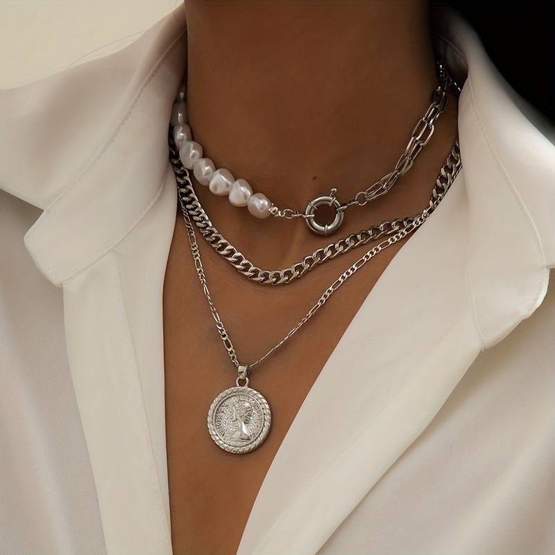Collier de perles et pendentif vintage - 3pcs pendentifs et collier de perles