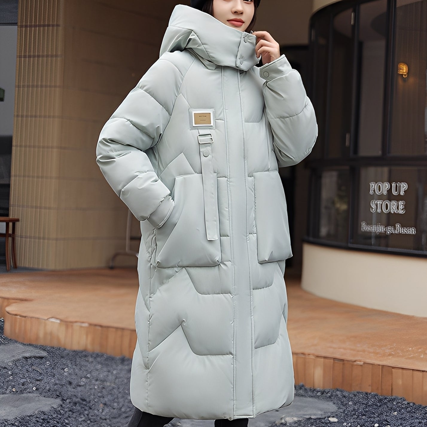 Rexanne - Élégante longue veste à capuche pour femme