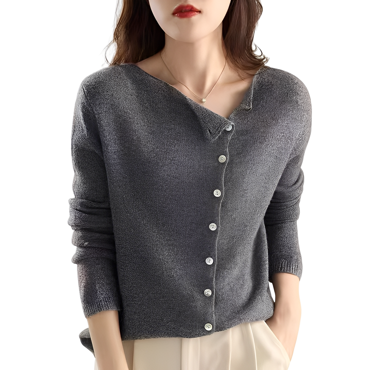 Joann - Elegant and light sweater with buttons for women